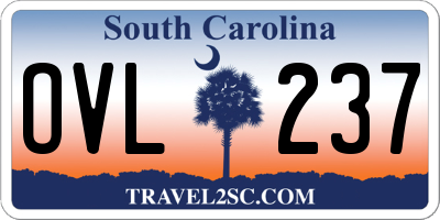 SC license plate OVL237