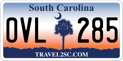 SC license plate OVL285