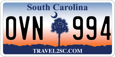 SC license plate OVN994