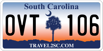 SC license plate OVT106