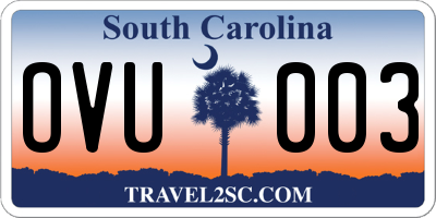SC license plate OVU003