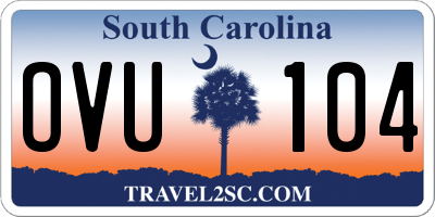 SC license plate OVU104