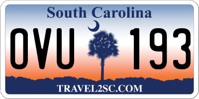 SC license plate OVU193