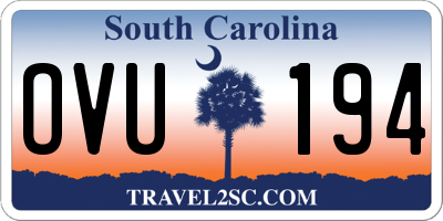 SC license plate OVU194