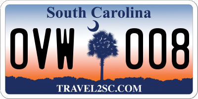 SC license plate OVW008