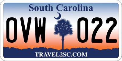 SC license plate OVW022