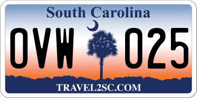 SC license plate OVW025