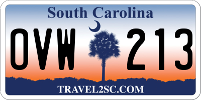 SC license plate OVW213