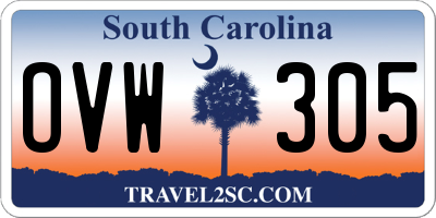 SC license plate OVW305