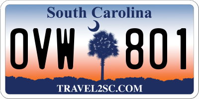 SC license plate OVW801