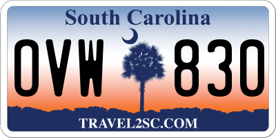 SC license plate OVW830