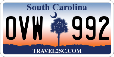 SC license plate OVW992