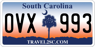 SC license plate OVX993