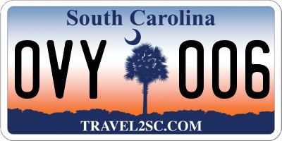 SC license plate OVY006