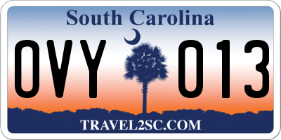 SC license plate OVY013