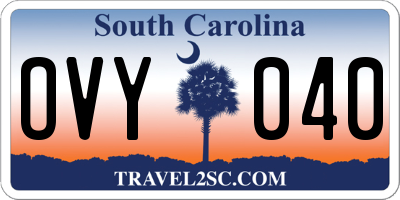 SC license plate OVY040
