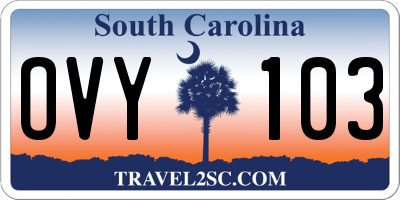 SC license plate OVY103