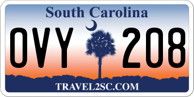 SC license plate OVY208