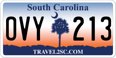 SC license plate OVY213