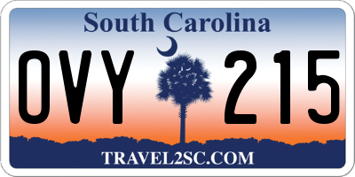 SC license plate OVY215