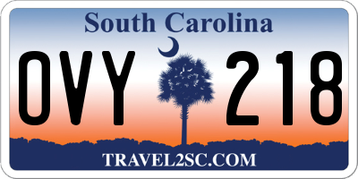 SC license plate OVY218