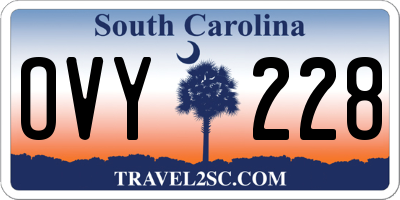 SC license plate OVY228