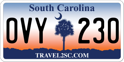 SC license plate OVY230