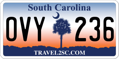 SC license plate OVY236