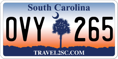 SC license plate OVY265