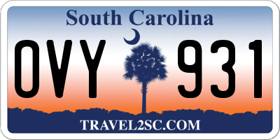 SC license plate OVY931