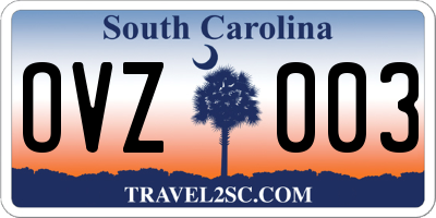SC license plate OVZ003