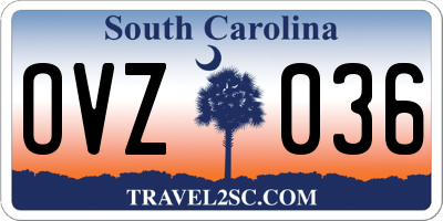 SC license plate OVZ036