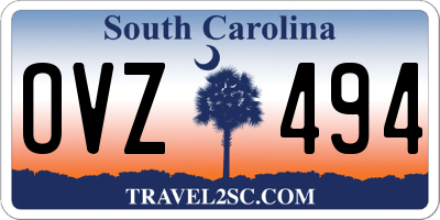 SC license plate OVZ494