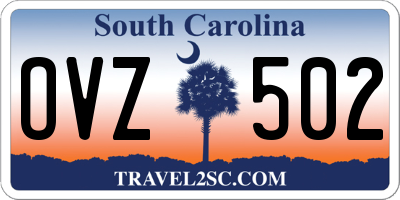 SC license plate OVZ502