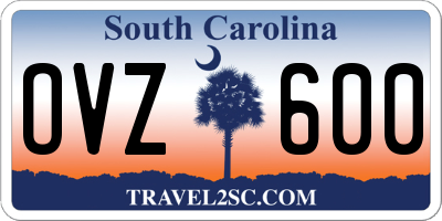 SC license plate OVZ600