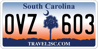 SC license plate OVZ603