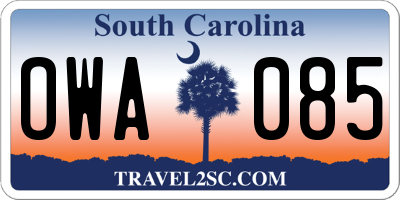 SC license plate OWA085