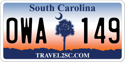 SC license plate OWA149