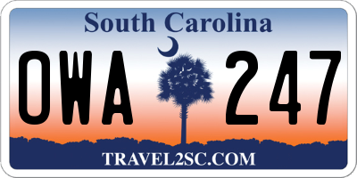 SC license plate OWA247