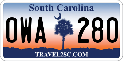 SC license plate OWA280