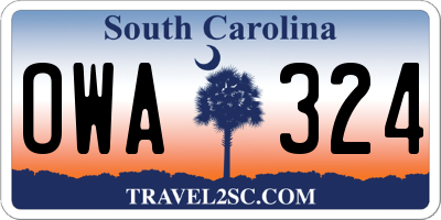 SC license plate OWA324