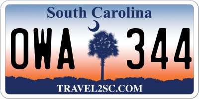 SC license plate OWA344