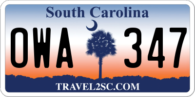 SC license plate OWA347