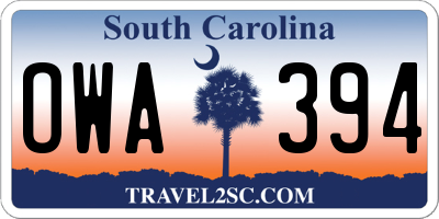SC license plate OWA394