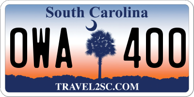 SC license plate OWA400