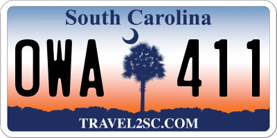 SC license plate OWA411