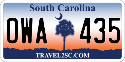 SC license plate OWA435