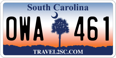 SC license plate OWA461