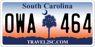 SC license plate OWA464