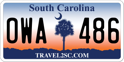 SC license plate OWA486